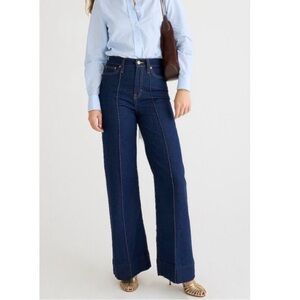 J Crew Wide Leg Pintuck Denim Trouser Jean